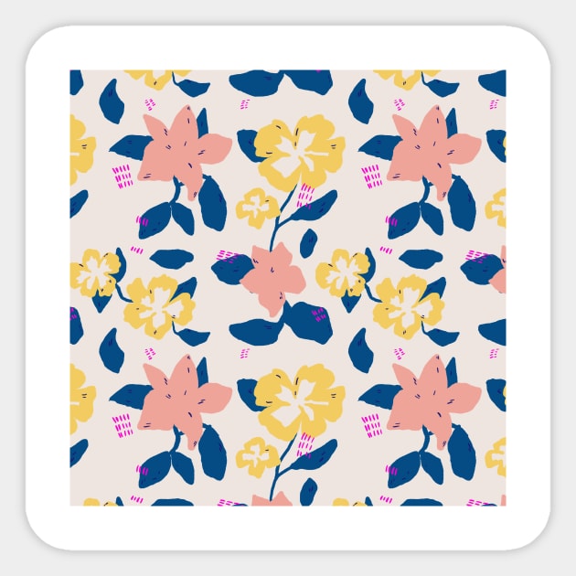 Pink Flowers Pattern Sticker by Nievazul